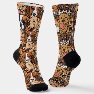 Vintage Funny Cute Dogs Faces Socks