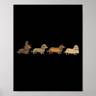Vintage Funny Dachshund Ghost Halloween Costume Do Poster