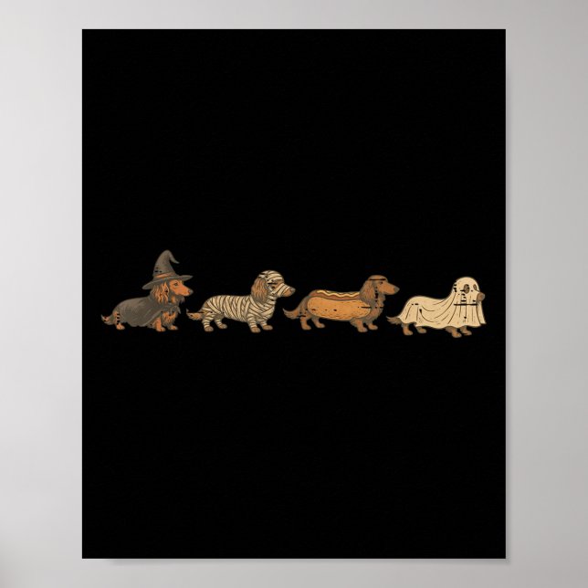 Vintage Funny Dachshund Ghost Halloween Costume Do Poster (Front)