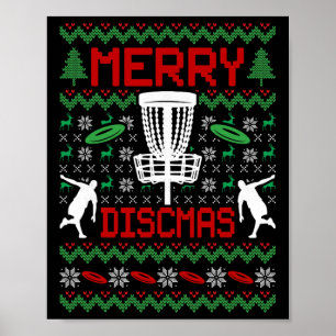 Vintage Funny Disc Golf Ugly Christmas Poster