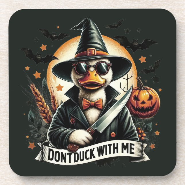 Vintage Funny Don't Duck with Me Halloween Coaster (Front)