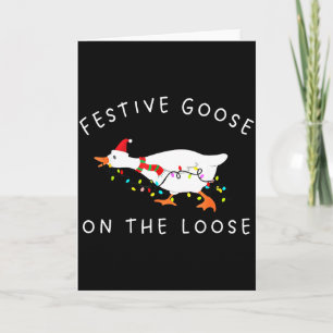 Vintage Funny Festive Goose On The Loose Christmas Card