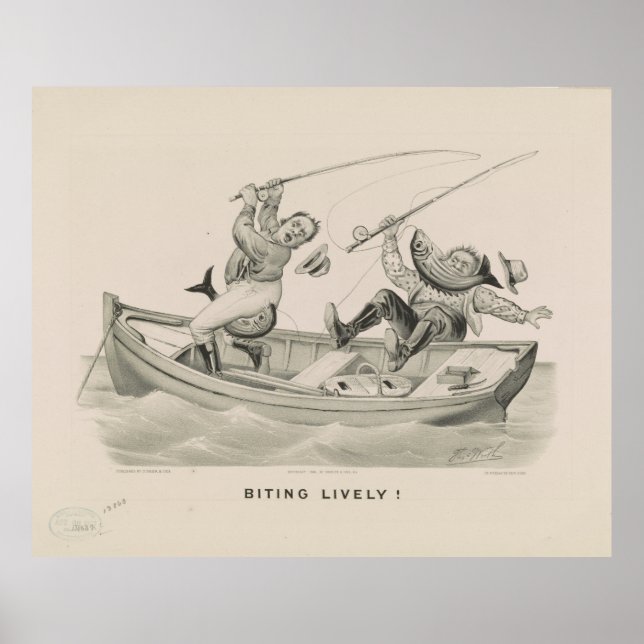 Vintage Funny Fishing Trip Illustration (1882) Poster (Front)