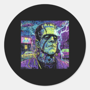 Vintage Funny Frankenstein Monster Lovers Spooky H Classic Round Sticker