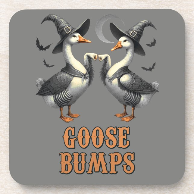 Vintage Funny Goose Bump Halloween Coaster (Front)