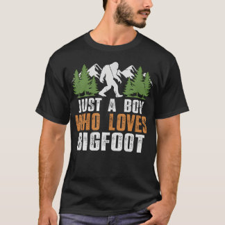 Vintage Funny Graphic Just A Boy Who Loves Bigfoot T-Shirt