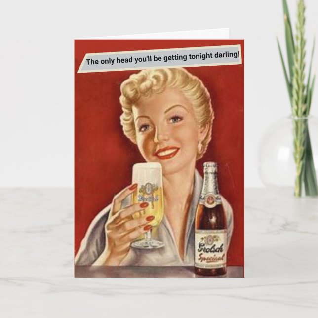 Vintage funny greeting card - The only head  (Front)