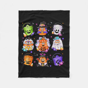 Vintage Funny Halloween Pumpkin Spooky Nuggets Fleece Blanket