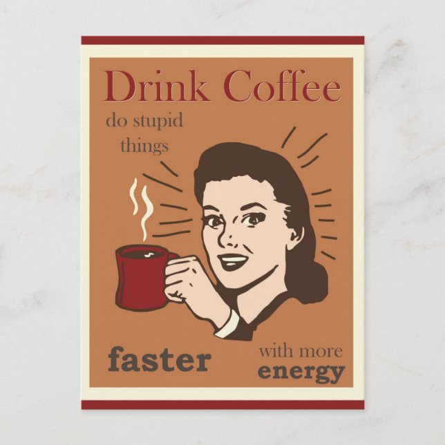 Vintage Funny Humourous Retro Coffee Postcard (Front)