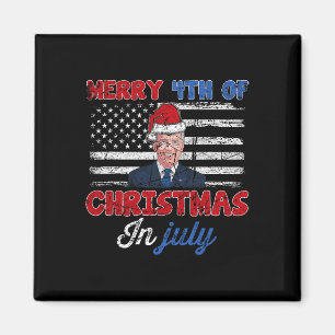 Vintage Funny Joe Biden Merry 4th Of Christmas In  Magnet