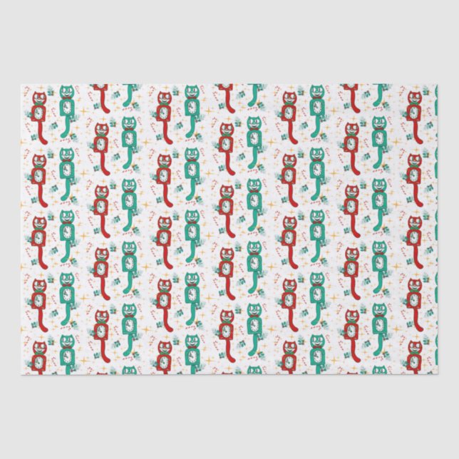 Vintage Funny Kit Kat Christmas Wrapping Paper (Front)