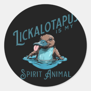 Vintage Funny Lickalottapus Is My Spirit Animal Lo Classic Round Sticker