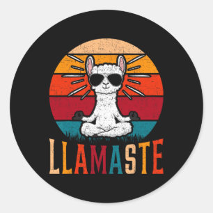 Vintage Funny Llama Do Yoga Lovers - Retro Llamast Classic Round Sticker