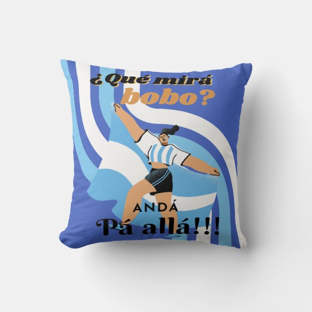 Vintage Funny Messi Argentina Que Mira Bobo Cushion (Front)