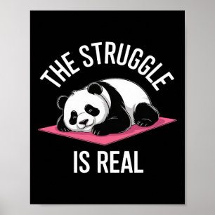 Vintage Funny Panda Yoga Gym Exercise The Struggle Poster