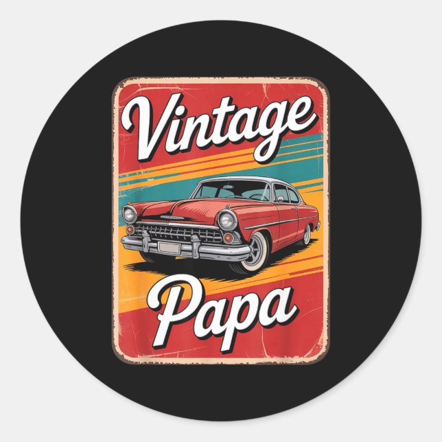Vintage Funny Papa  Classic Round Sticker (Front)