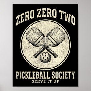Vintage funny pickleball society zero zero two poster