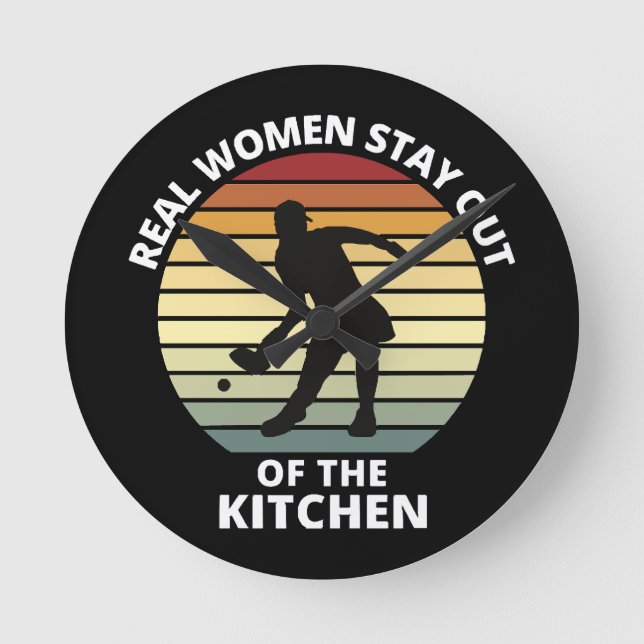 Vintage Funny Pickleball Women Round Clock (Front)