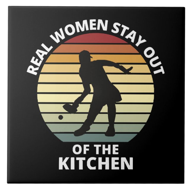 Vintage Funny Pickleball Women Tile (Front)
