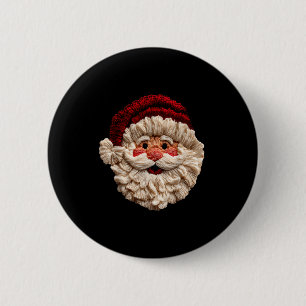 Vintage Funny Preppy Faux Yarn Santa Claus Face Me 6 Cm Round Badge