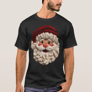 Vintage Funny Preppy Faux Yarn Santa Claus Face Me T-Shirt