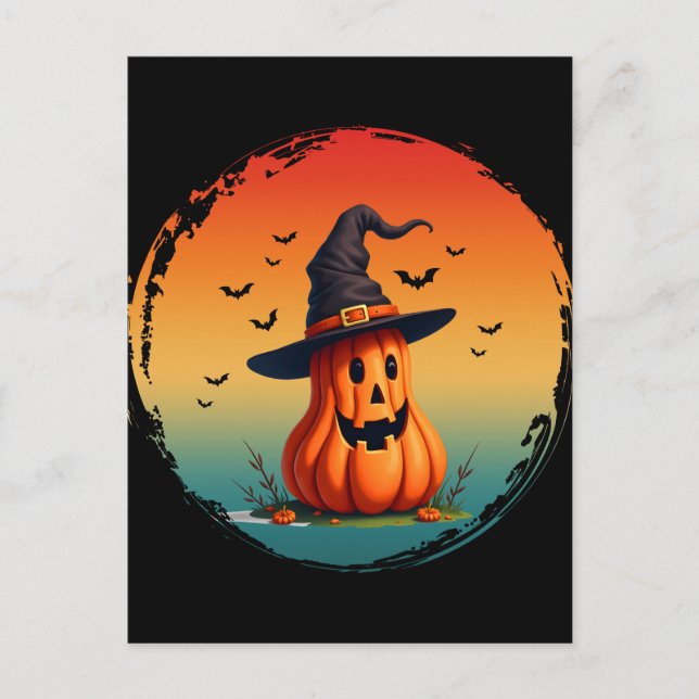 vintage funny pumpkin fall autumn season postcard (Front)