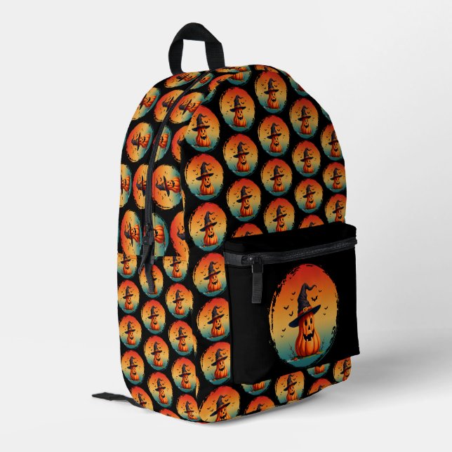 vintage funny pumpkin fall autumn season printed backpack (Back Corner Left)
