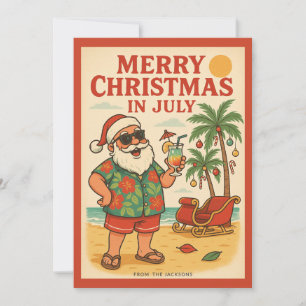 Vintage Funny Santa Claus Merry Christmas in July Holiday Card