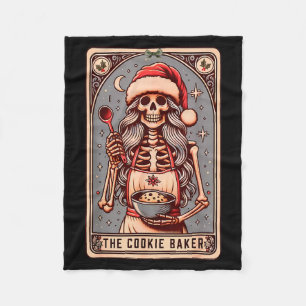 Vintage Funny Skeleton The Cookie Baker Tarot Card Fleece Blanket