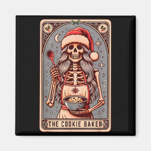 Vintage Funny Skeleton The Cookie Baker Tarot Card Magnet