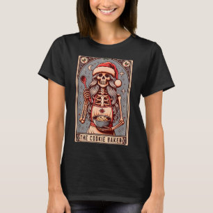 Vintage Funny Skeleton The Cookie Baker Tarot Card T-Shirt