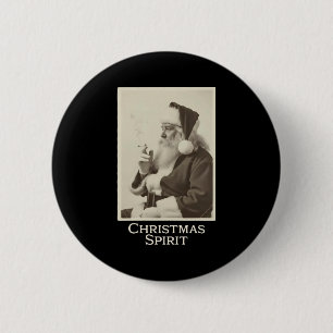 Vintage Funny Smoking Santa Claus Christmas Srit C 6 Cm Round Badge