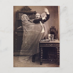 Vintage Funny Spooky Victorian Ghost Portrait Postcard