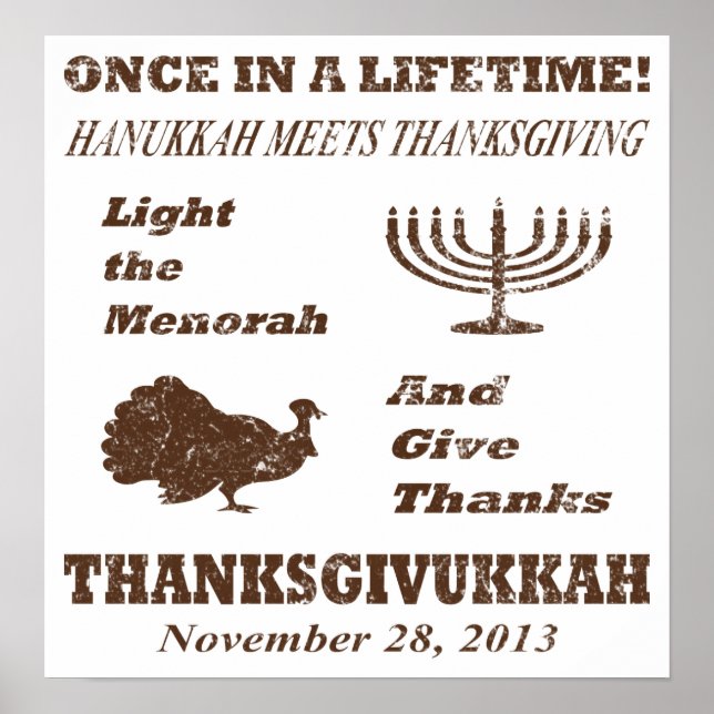 Vintage Funny Thanksgivukkah Poster (Front)