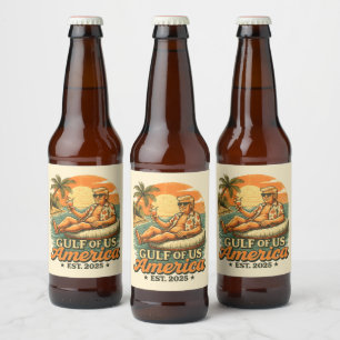 Vintage Funny Trump America's Gulf 2025 Beer Bottle Label
