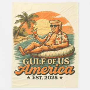 Vintage Funny Trump America's Gulf 2025 Fleece Blanket