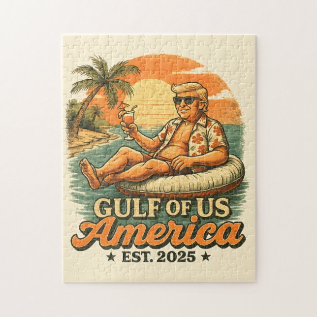 Vintage Funny Trump America's Gulf 2025 Jigsaw Puzzle (Vertical)