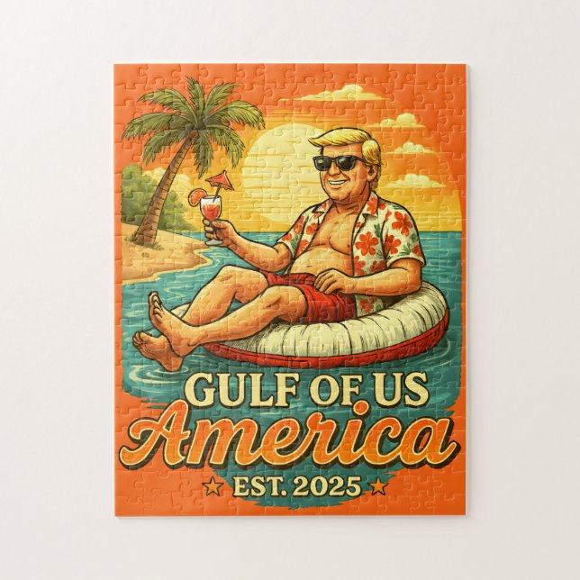 Vintage Funny Trump America's Gulf 2025 Jigsaw Puzzle (Vertical)