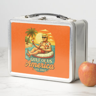 Vintage Funny Trump America's Gulf 2025 Metal Lunch Box