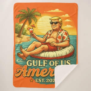 Vintage Funny Trump America's Gulf 2025 Sherpa Blanket