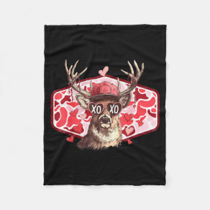 Vintage Funny Valentines Hunting Deer Camo Xoxo Cu Fleece Blanket