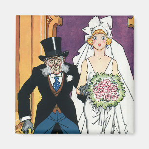 Vintage Funny Wedding, May December Romance Magnet