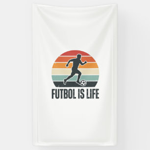 Vintage Futbol Is Life Soccer Player Shirt Design_ Banner