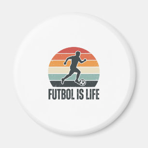 Vintage Futbol Is Life Soccer Player Shirt Design_ Magnet