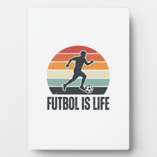 Vintage Futbol Is Life Soccer Player Shirt Design_ Plaque