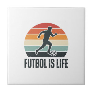 Vintage Futbol Is Life Soccer Player Shirt Design_ Tile