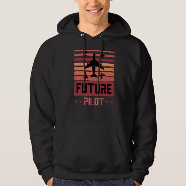 Vintage Future Pilot Student  Aviation Aeroplane Hoodie (Front)