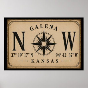 Vintage Galena Coordinates Wall Art And Decor