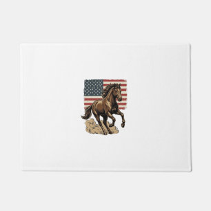 Vintage Galloping Horse American Flag Shirt Design Doormat