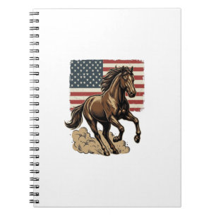 Vintage Galloping Horse American Flag Shirt Design Notebook
